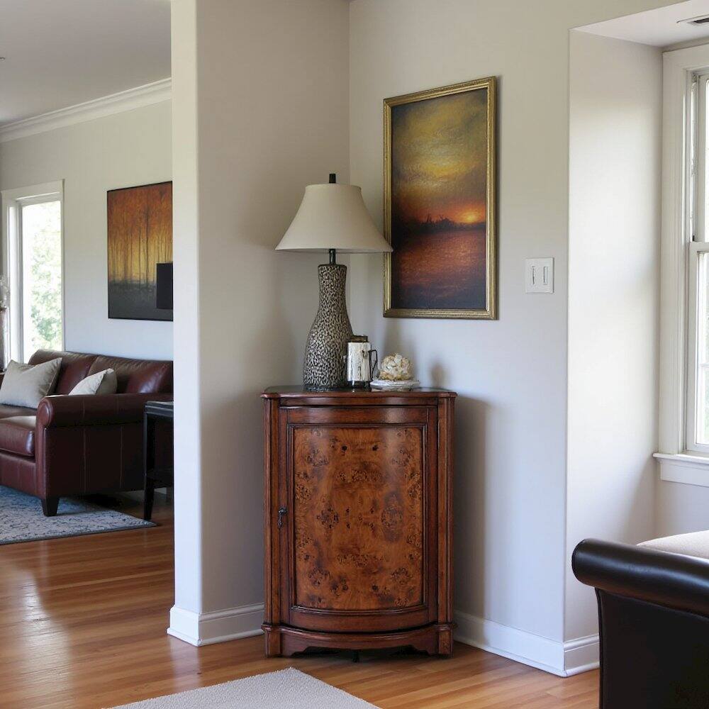 Alt View 1. Starlight Canyon Home - Medium Brown Small Corner Cabinet with Doors for Storage and Display - Medium Brown.