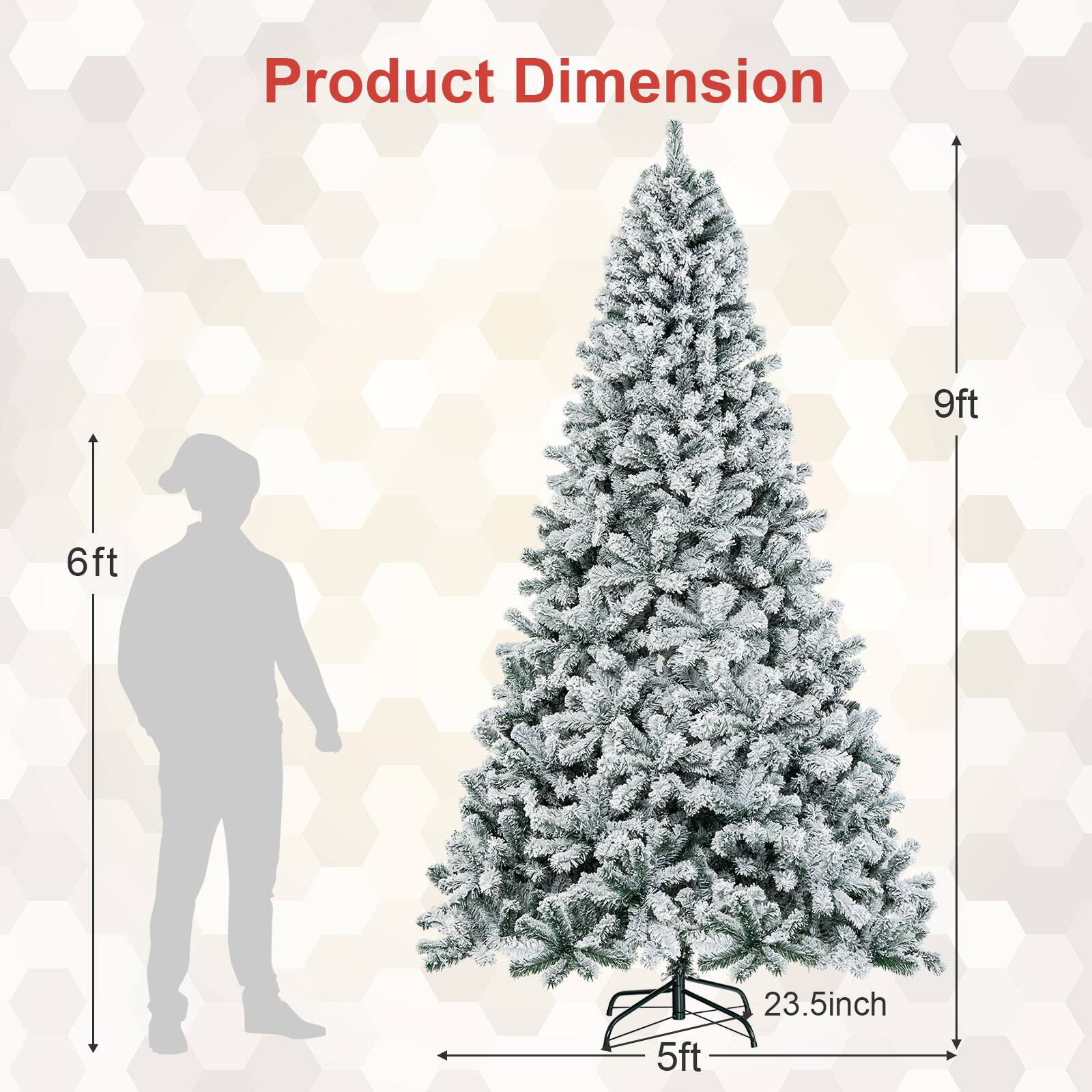Product Dimension: 9ft, 6ft, 5ft, 23.5 inches.
