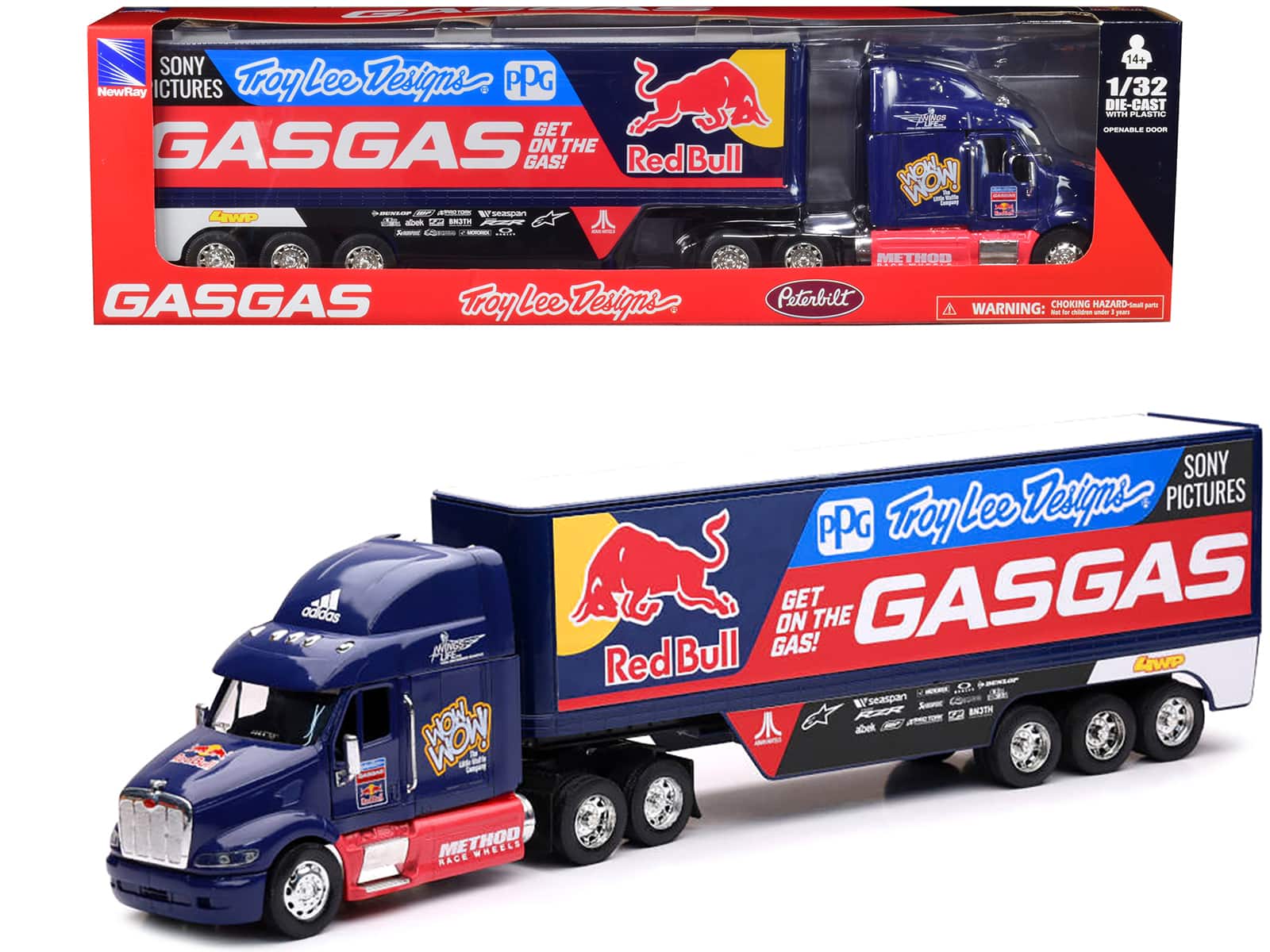 "Peterbilt 387 Truck Dark Blue ""Red Bull - Troy Lee Designs - GASGAS"" 1/32 Diecast Model by New Ray" price history on PriceWatchPro