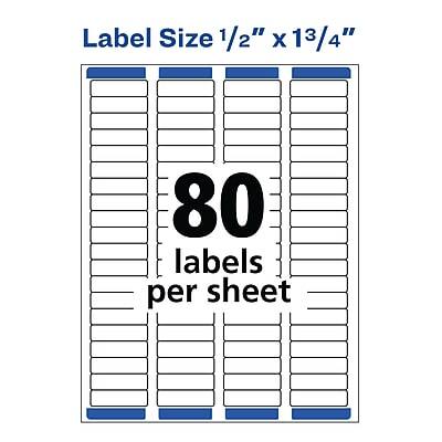 Label Size 1/2" x 1 3/4"  
80 labels per sheet