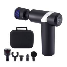 Cluzine - Portable Massage Gun 5 Heads Hot Cold Adjustable Deep Tissue - Black