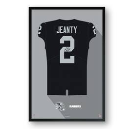 Sporticulture - Ashton Jeanty Las Vegas Raiders Facsimile Signature Framed Jersey Art Print - Black
