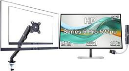 HP - Series 5 Pro 527pu 27" QHD IPS Monitor, HDMI, Displayport (9E0G5AA#ABA) w/DKZ Hub & Ergoflexy Single Mount Arm - Black/Silver