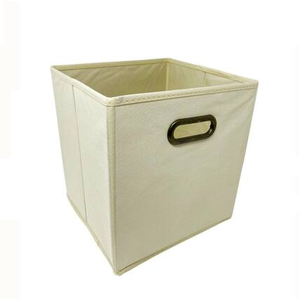 Front. Kitcheniva - Fabric Storage Cube Bins Organizer Basket Containers Metal Handle Large 13" 6 Pack Beige.