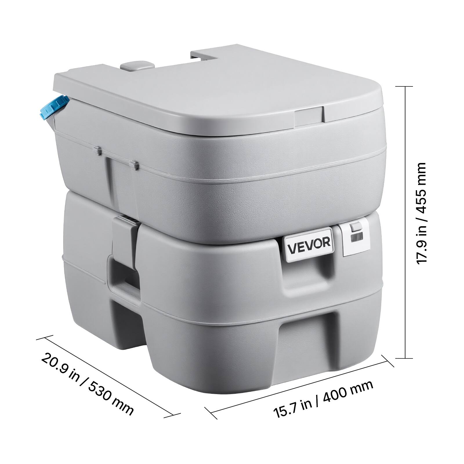 VEVOR 455 mm / 17.9 in  
455 mm / 17.9 in  
530 mm / 20.9 in  
400 mm / 15.7 in