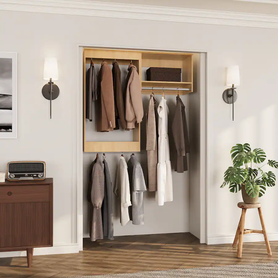 Roomtec 40 in Wood Modular Closet System Unit Customizable Wall Mounted ...