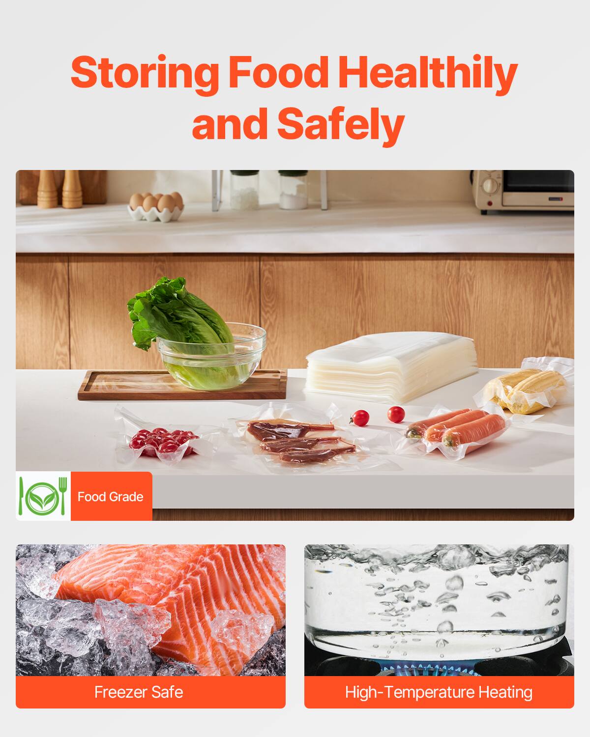 Storing Food Healthily and Safely

- Food Grade
- Freezer Safe
- High-Temperature Heating