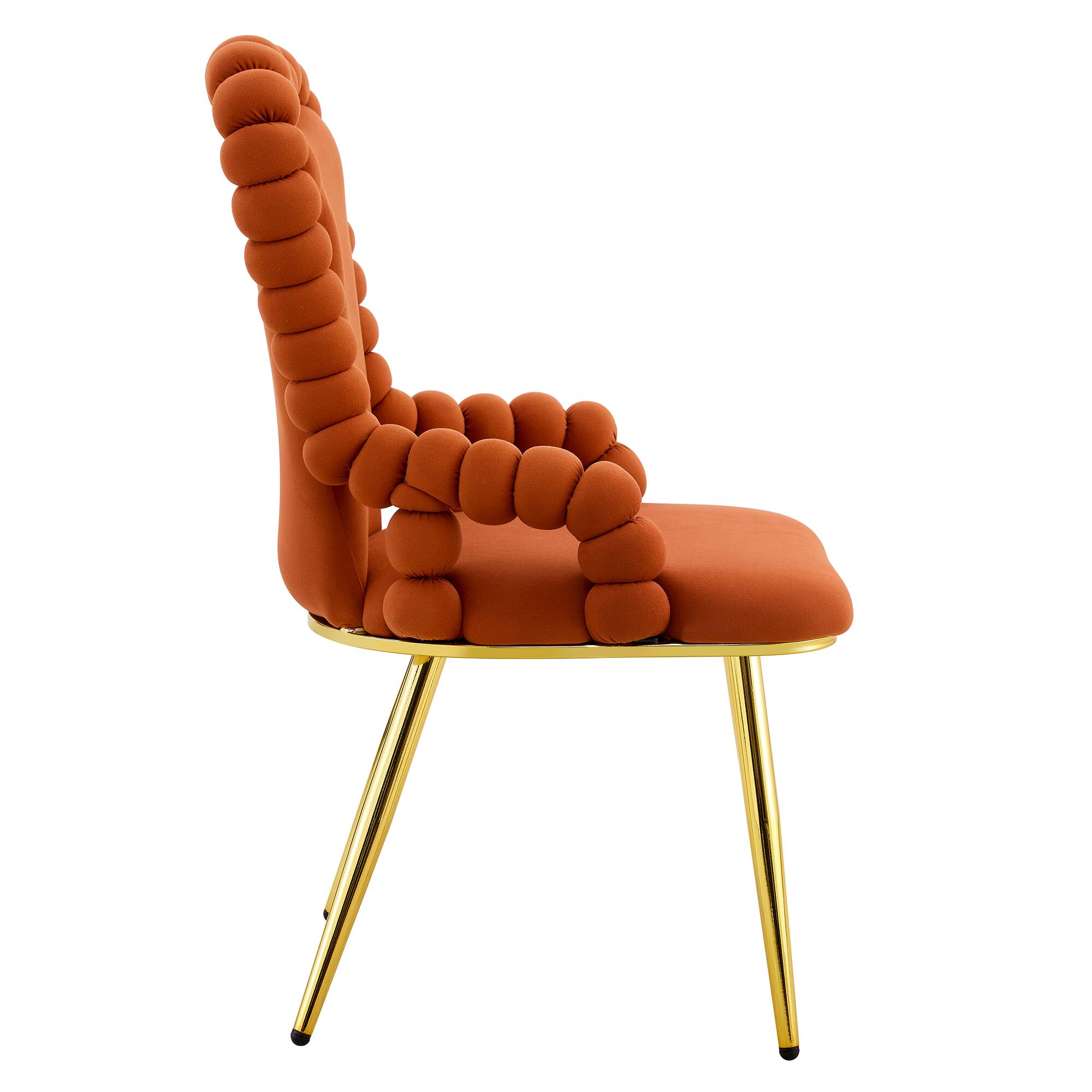 Alt View 10. Loheer - Loheer Dining Chairs Set of 2 Brown Velvet Bubble Arm Chairs for Dining Room Kitchen, Gold Legs, 1.83 ft - Brown,Gold.