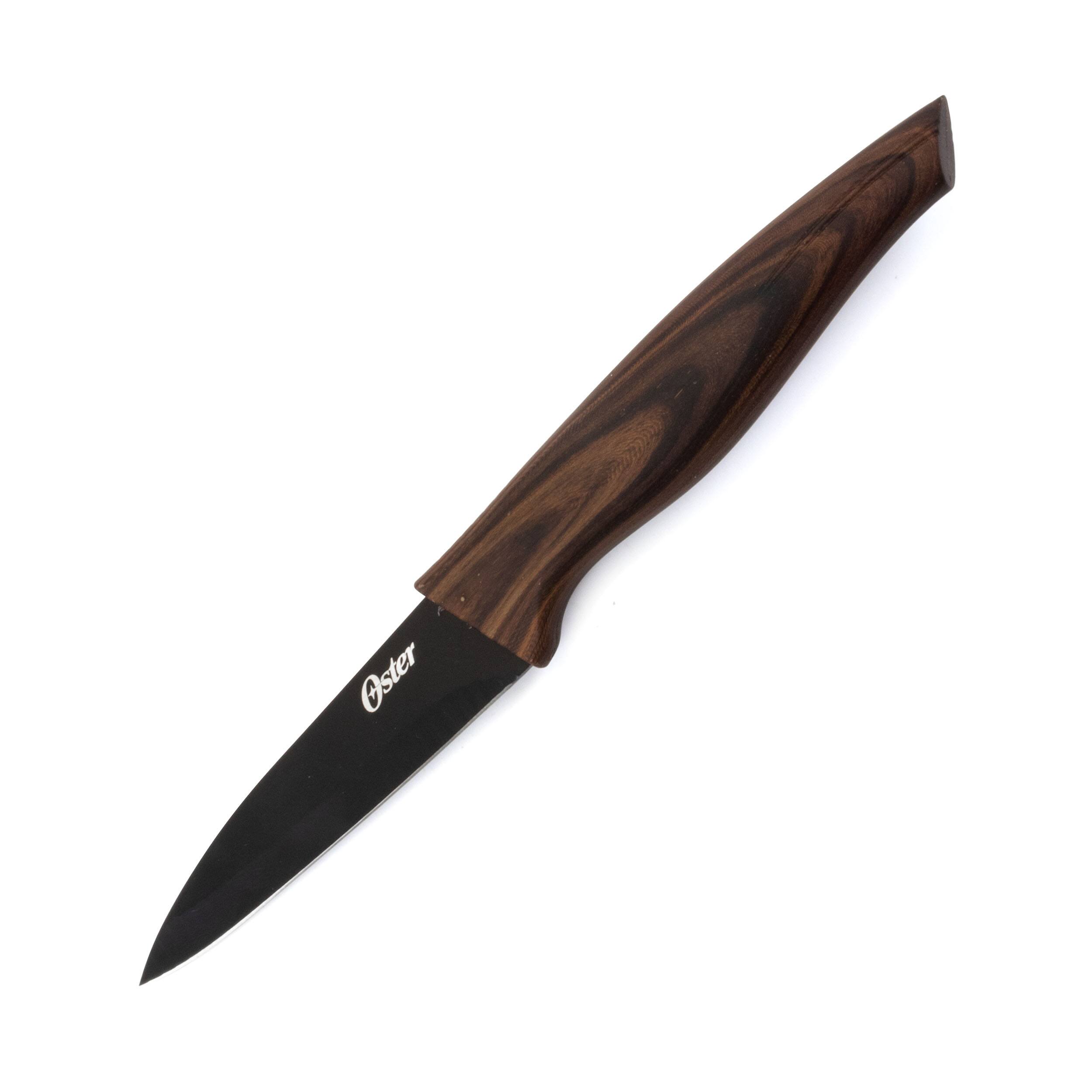 Alt View 5. Oster - Oster Godfrey 5 Piece Stainless Steel Black Cutlery Set with Wood Print Handles - Brown.