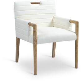 Meridian Furniture - Aimee Cream Vegan Leather Dining Arm Chair - Beige