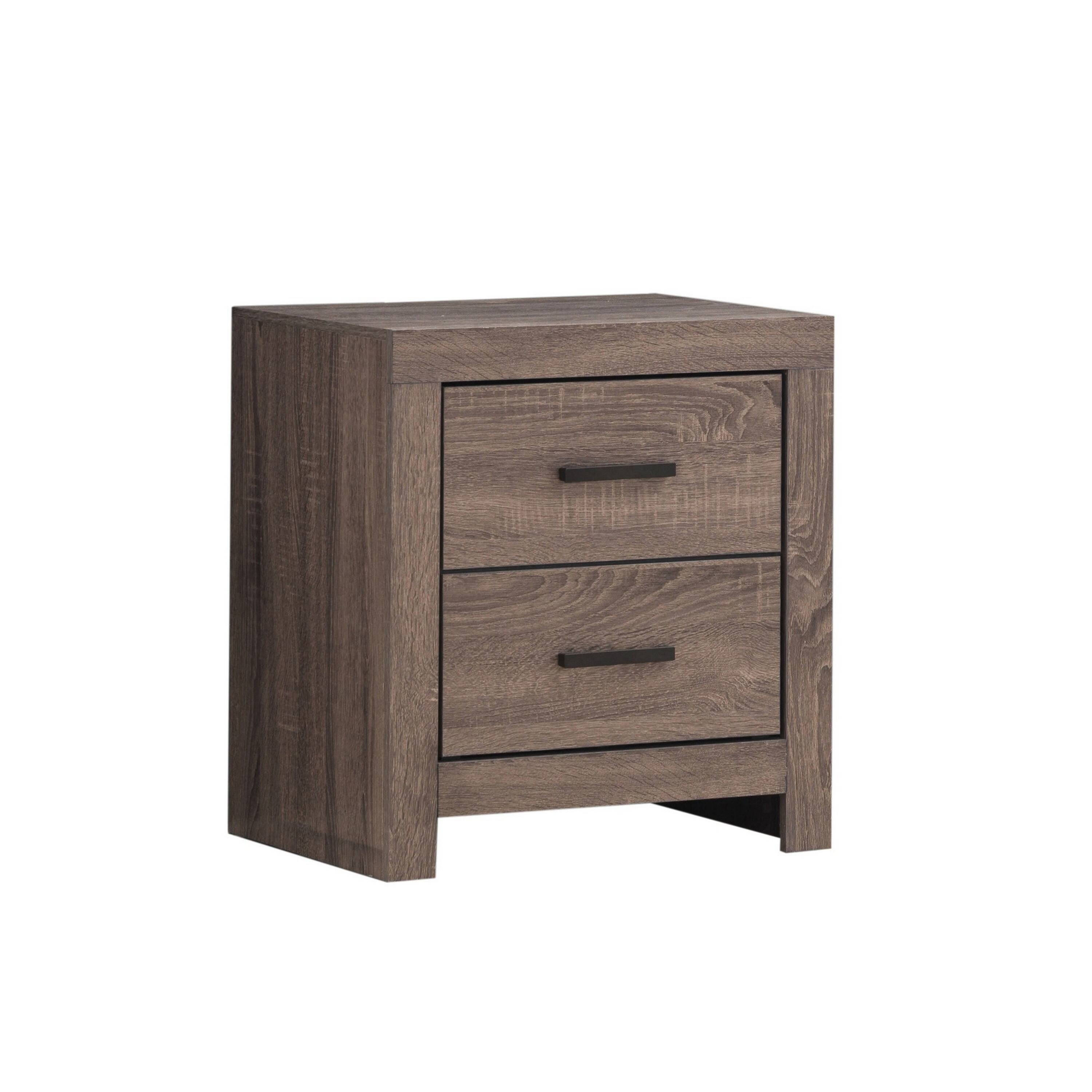 Front. Manhattan Lane - 2 Drawer Nightstand with Metal Bar Pulls - Brown.