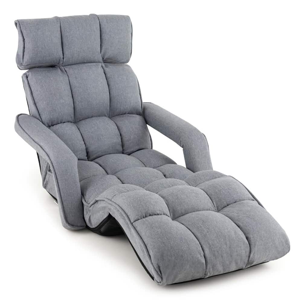 Kadyn - 6-Position Adjustable Floor Chair with Adjustable Armrests and Footrest- Single Sofa - Gray