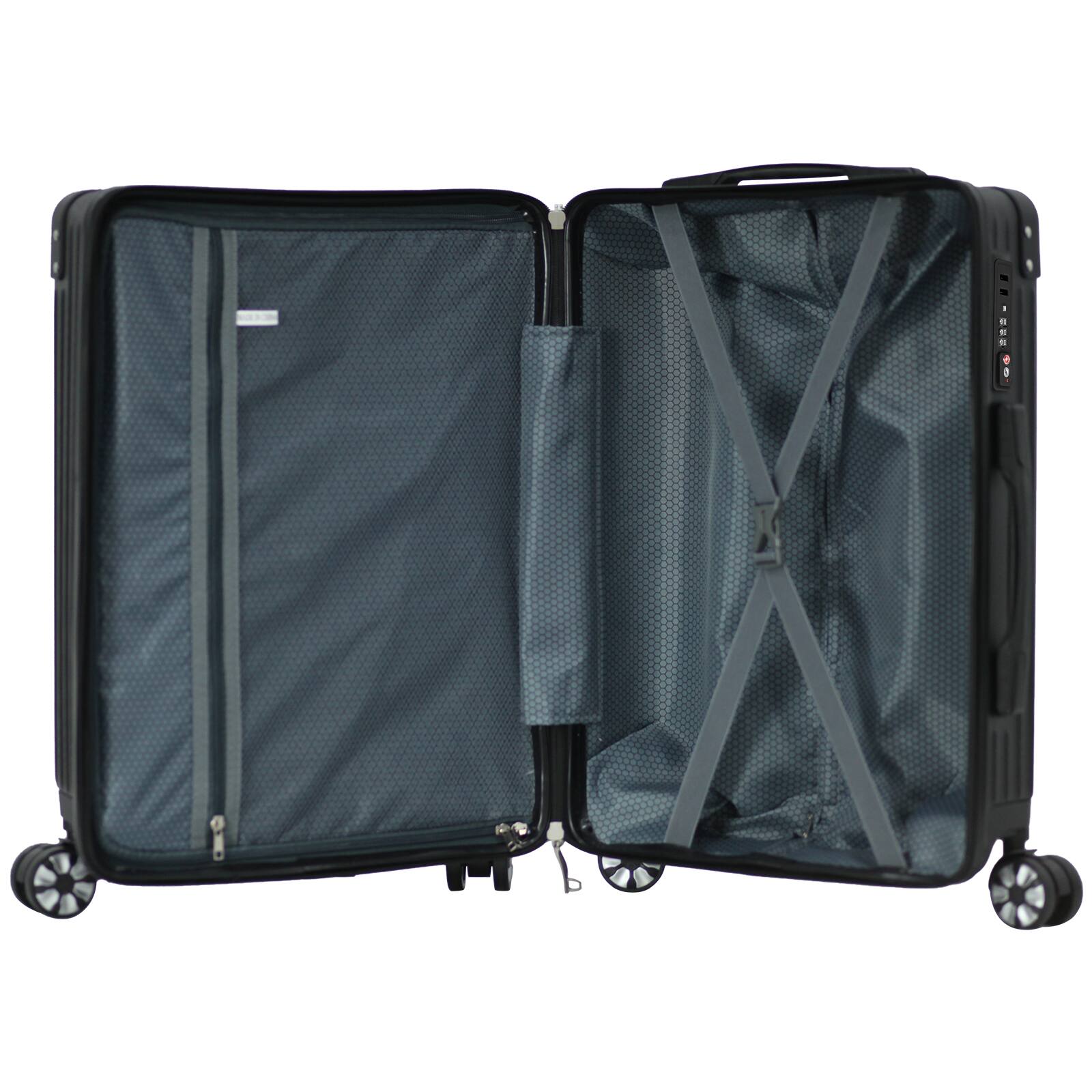 Left. Oumilen - ABS Travel Luggage Set: 20", 24", 28" TSA Lock Suitcases for Secure Journey - Black.
