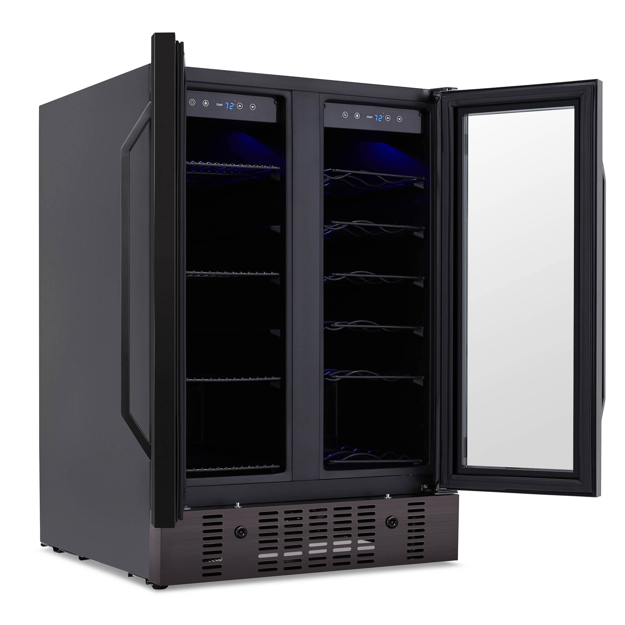 Alt View 16. NewAir - 24” Built-in Dual Zone 18 Bottle and 58 Can Wine and Beverage Cooler with French Doors and Adjustable Shelves - Black Stainless Steel.