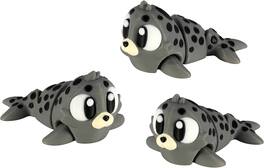 JuzToys - 3D Printed Articulated Seal Fidget Toy 3 Pack – Flexible Cute Animal Desk Decor, Adult Fidget Collectible by PowerTRC - Gray