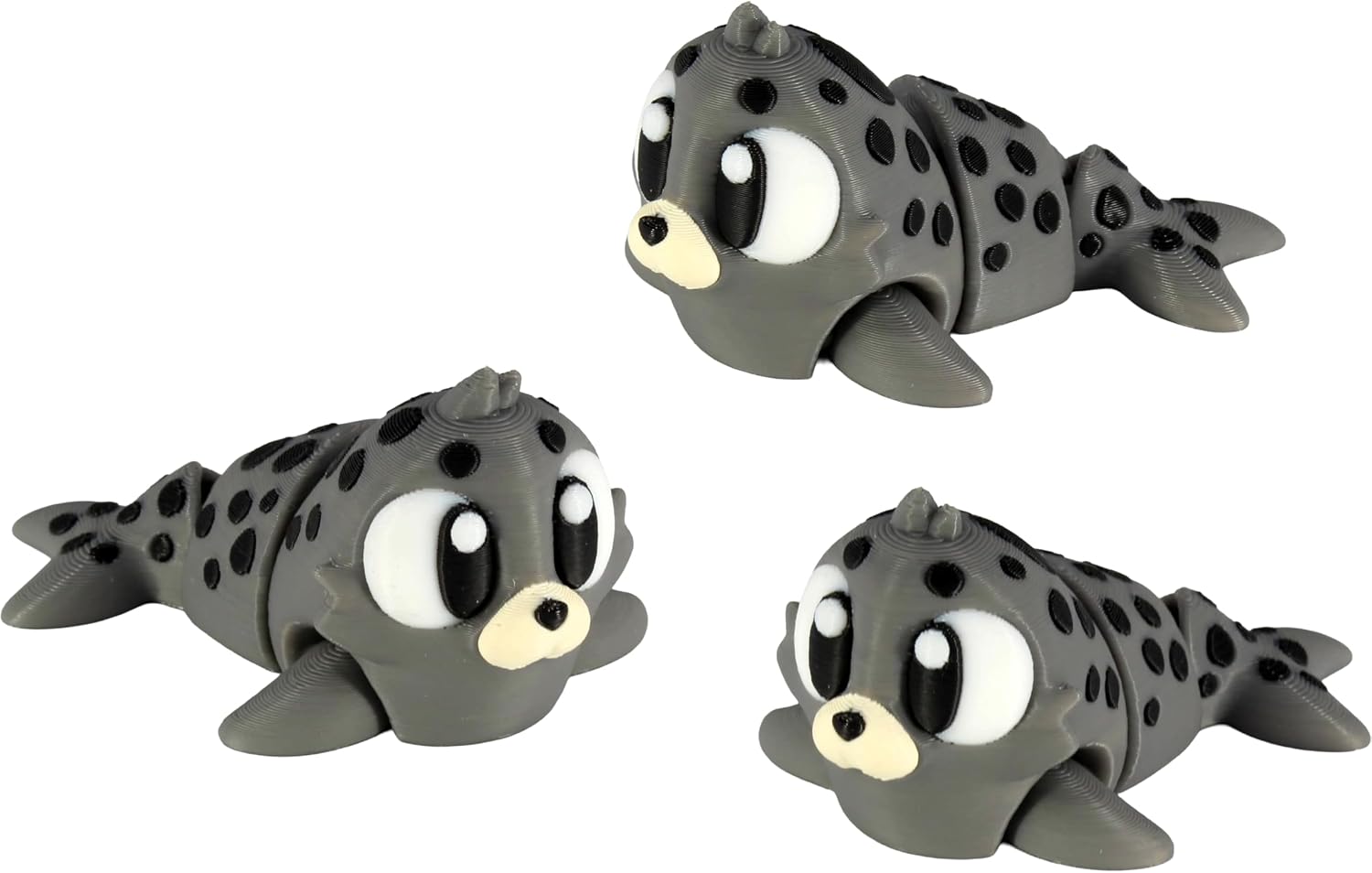 3D Printed Articulated Seal Fidget Toy 3 Pack – Flexible Cute Animal Desk Decor, Adult Fidget Collectible by PowerTRC