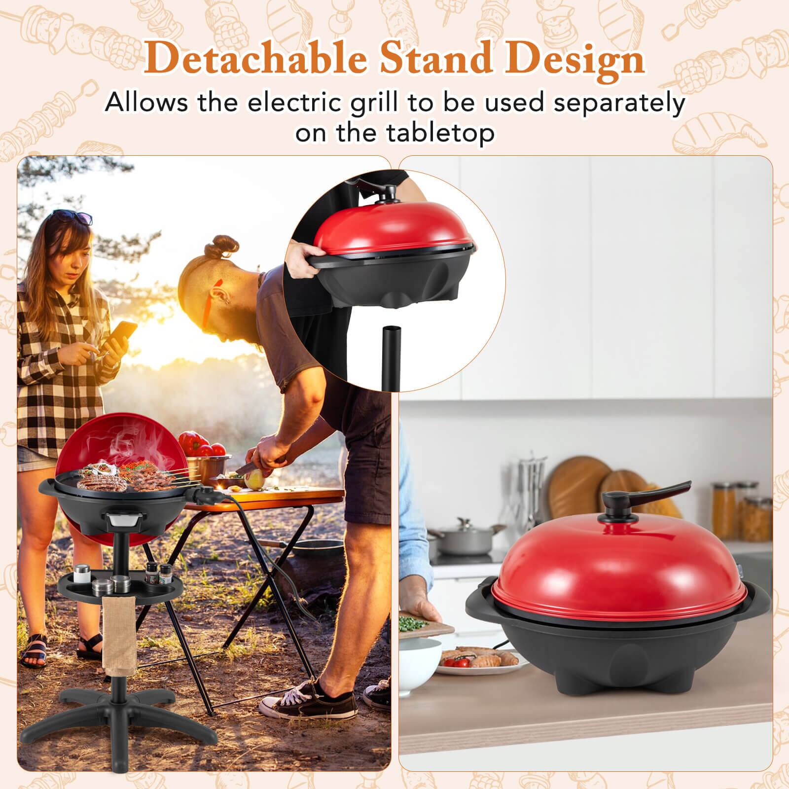 Detachable Stand Design Allows the electric grill to be used separately on the tabletop.