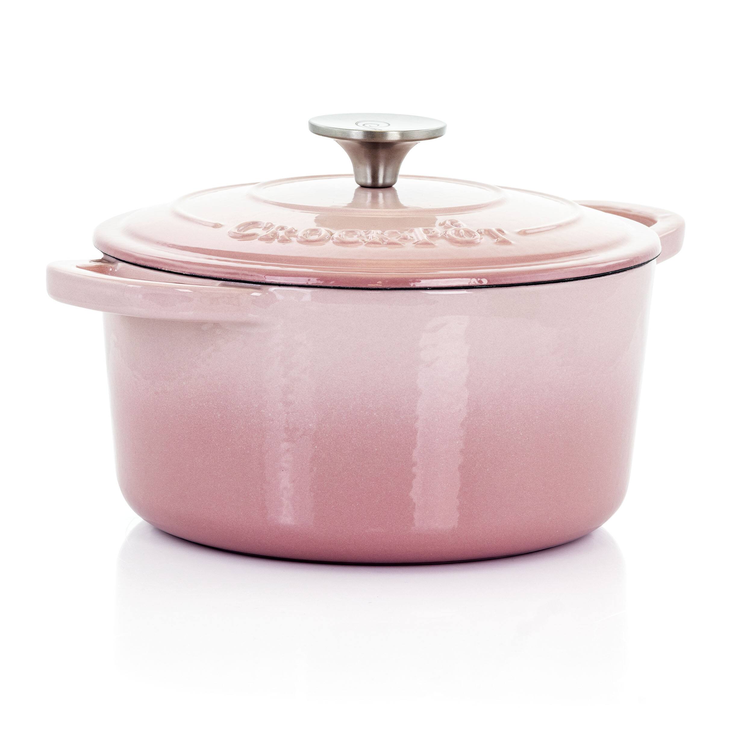 Crockpot - Crock-Pot Artisan 2 Piece 3 Quarts Enamled Cast Iron Dutch Oven - Blush Pink