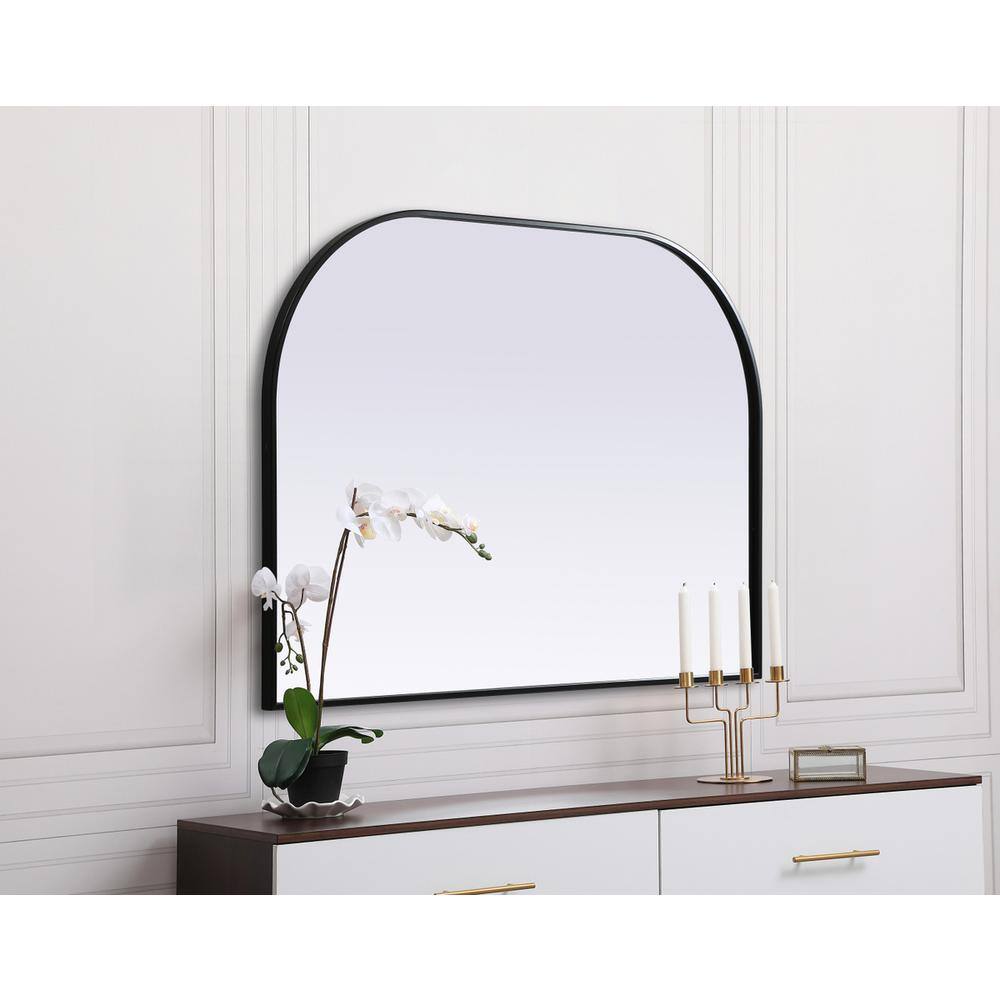 Alt View 2. Elegant Decor - Metal Frame Arch Mirror 42x30 Inch in Black - Black.