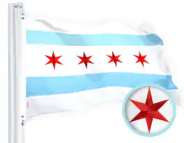 G128 - Chicago City Flag 2.5x4 ft Embroidered 220GSM Spun Polyester - Assorted Colors