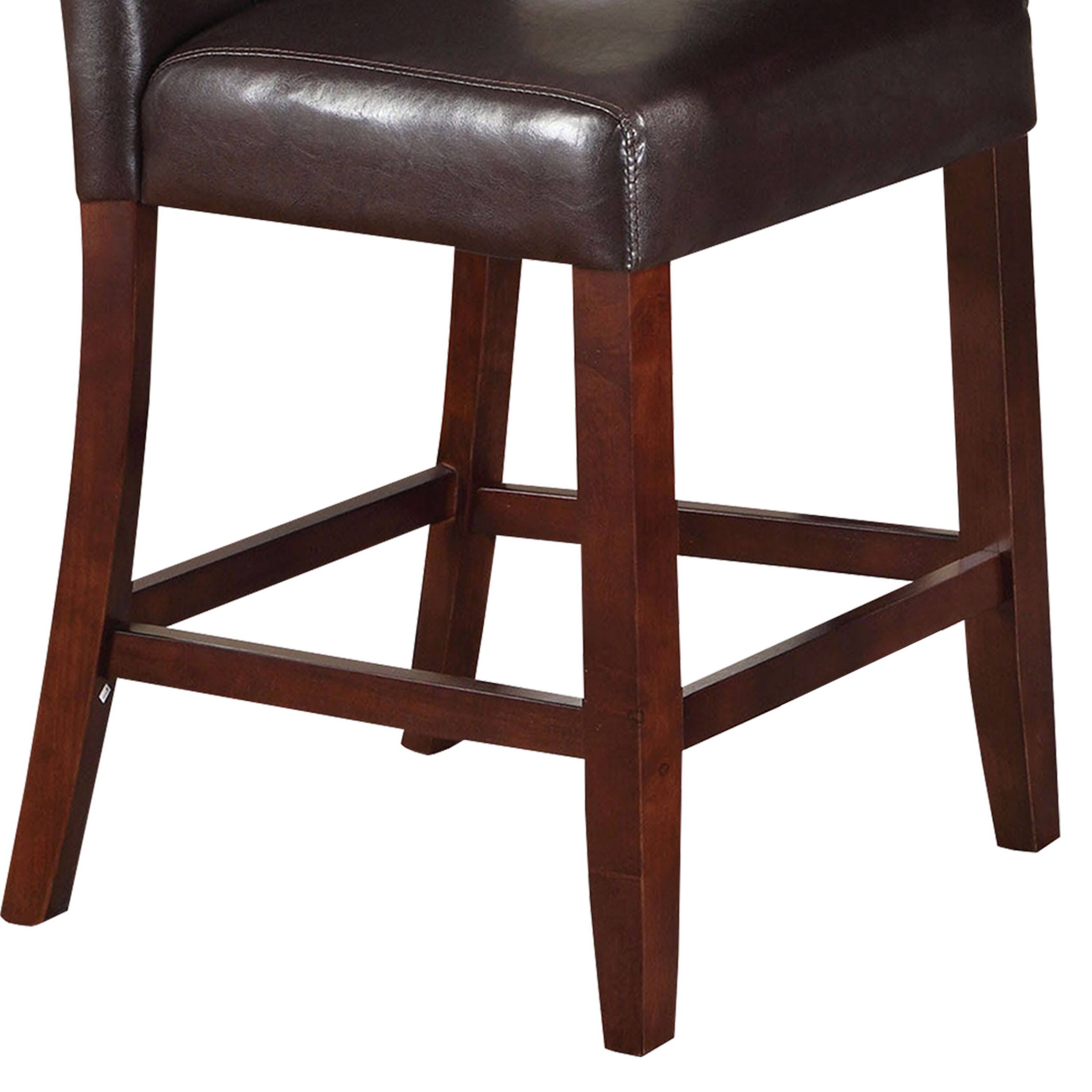 Back. Manhattan Lane - Leather Upholstered Wooden Counter Height ChairViet Nam, Set Of 2 - Brown.
