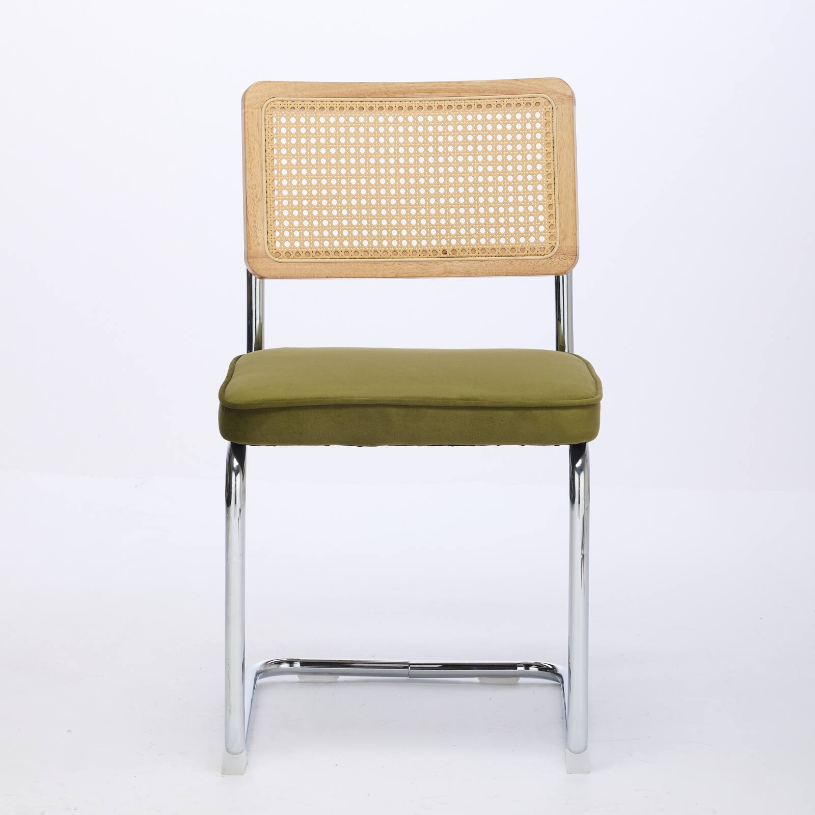 Alt View 2. Lirago - Dining Chairs Set of 2 Velvet Upholstered Rattan Back Kitchen Chairs Olive-Green 31.9"H x 16.2"D x 18.5"W - Olive-Green.
