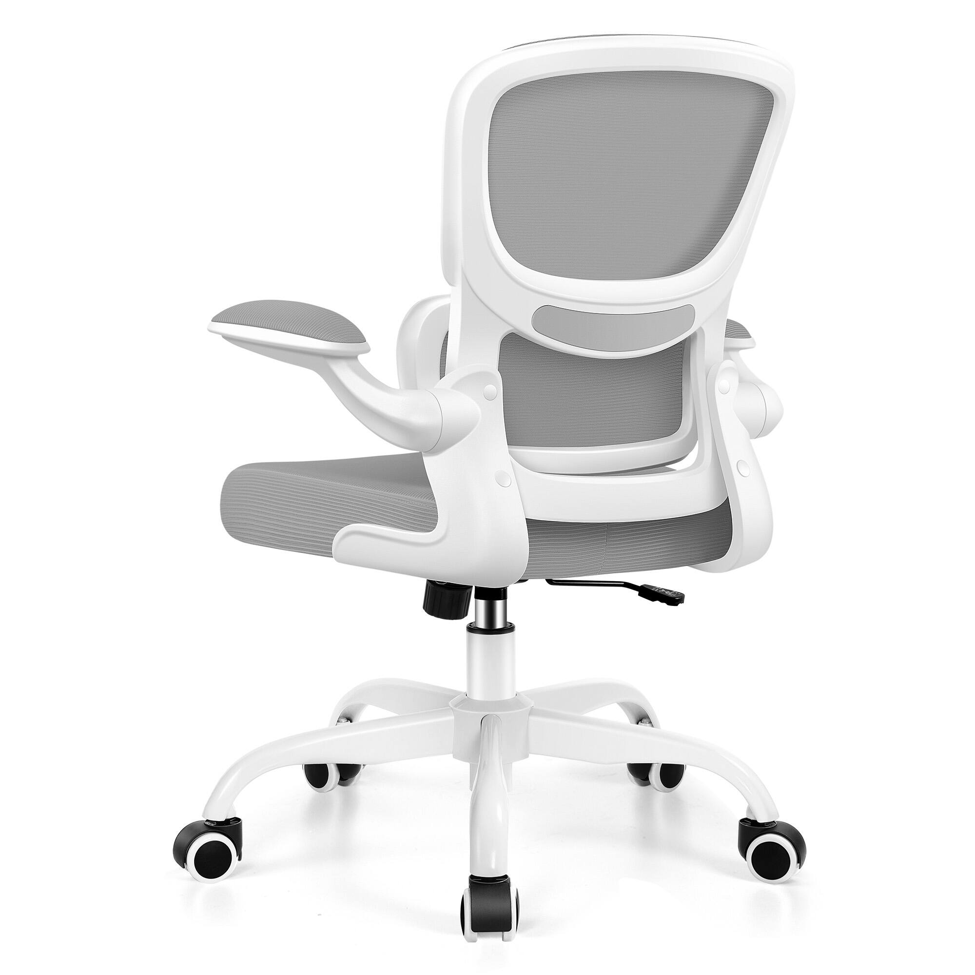 Back. Brick Attic - Ergonomic Office Chair with Lumbar Support and Adjustable Armrests, Breathable Mesh Mid Back Computer Desk Chair - Light Grey.