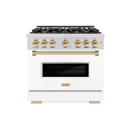 ZLINE - Autograph 36" Classic Dual Fuel Range with Gold Accents (CDRZ-WM-36-G) - White