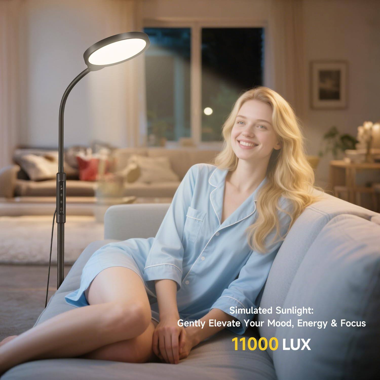 Simulated Sunlight: Gently Elevate Your Mood, Energy & Focus  
11000 LUX