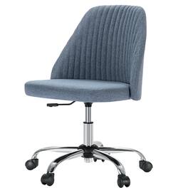 AENKYO - Armless Office Chair Swivel Office Task Chair Vantiy Chair with Wheels - Blue