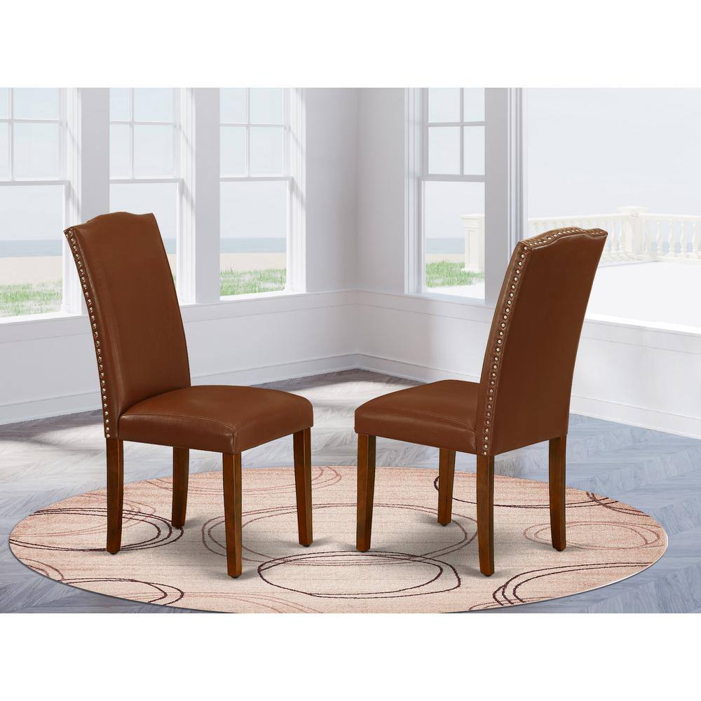 Angle. East West Furniture - Dining Chair Mahogany - Brown.