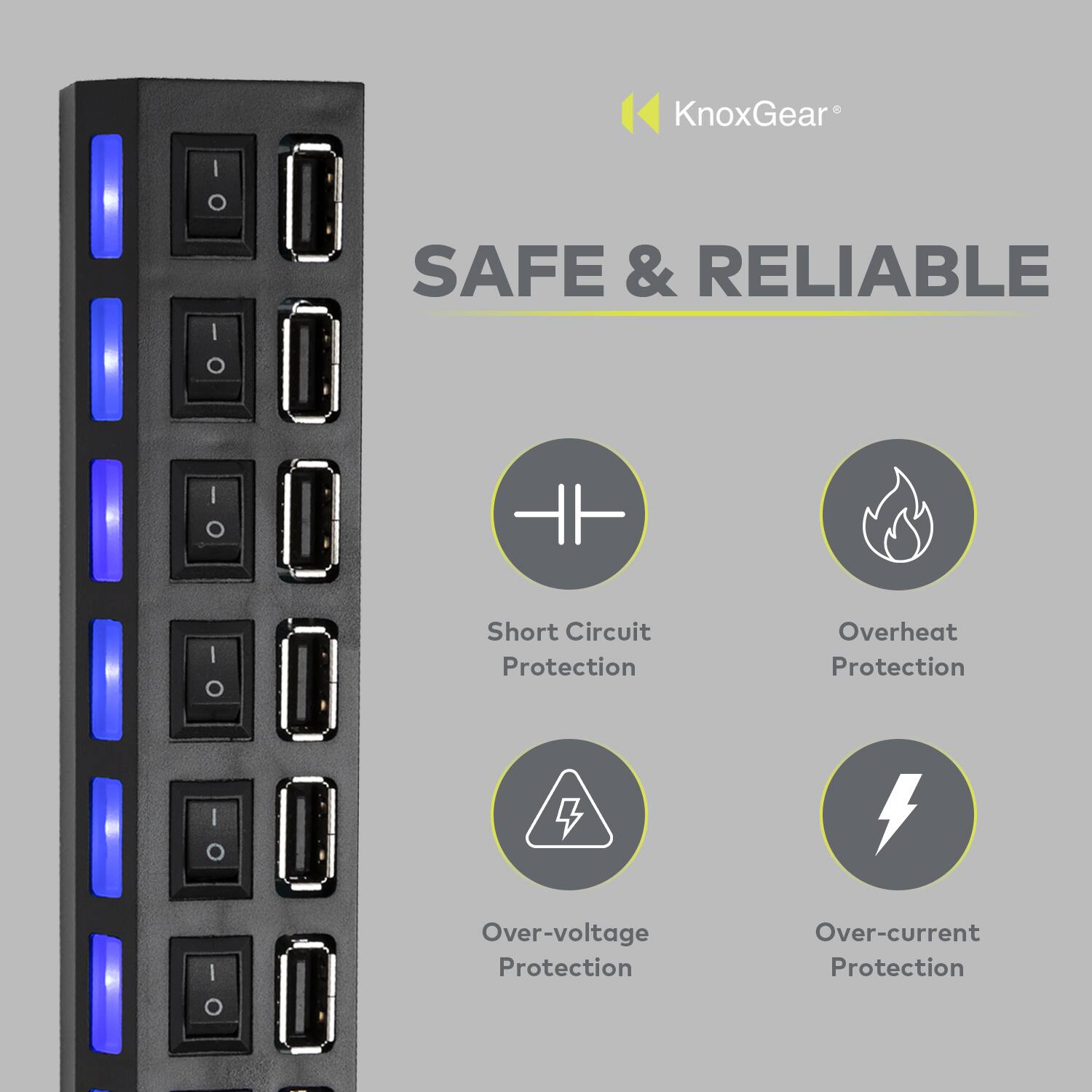 KnoxGear SAFE & RELIABLE

- Short Circuit Protection
- Overheat Protection
- Over-voltage Protection
- Over-current Protection