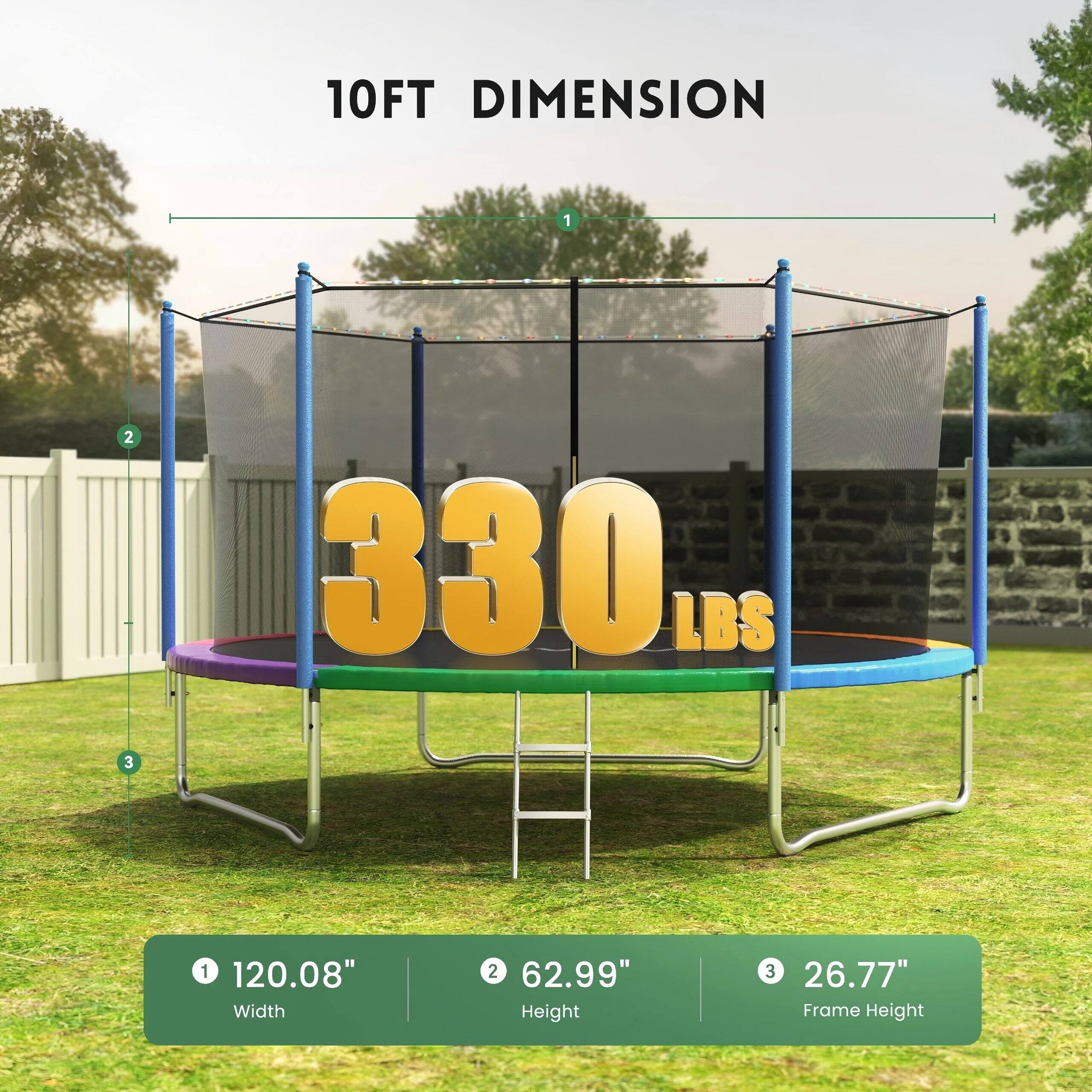 10FT DIMENSION

1
2
330 LBS
3

1 120.08" Width
2 62.99" Height
3 26.77" Frame Height