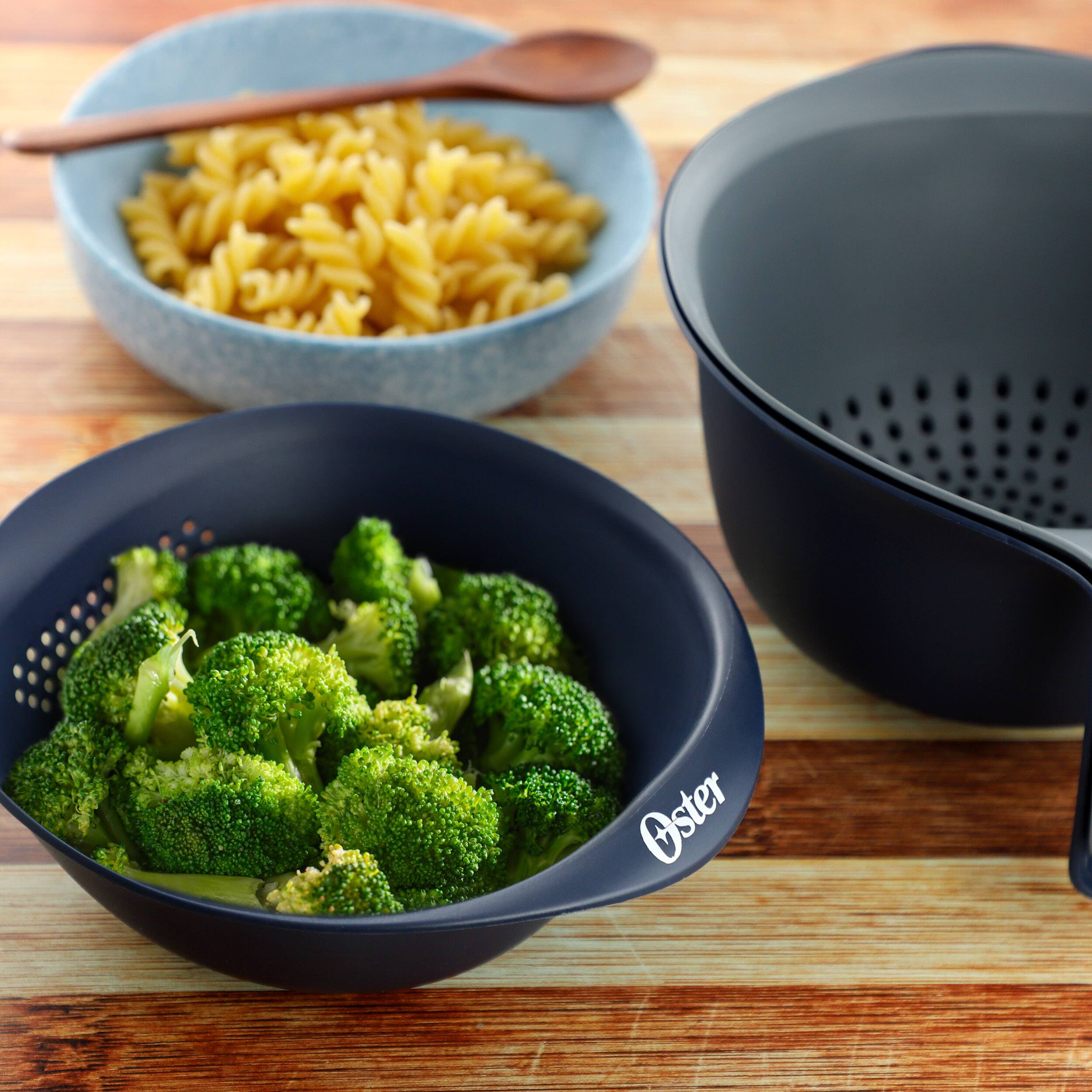 Alt View 7. Oster - Oster Bluemarine 3 Piece Nestable Plastic Colander and 3 Quart Bowl Set in Dark Blue.