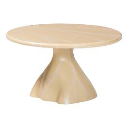 bali & pari - Aponi Marbled Resin Coffee Table - Sculptural Center Table with Round Top and Pedestal Base - Cream