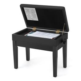 Songmics Home - Adjustable Wooden Piano Bench Stool with Padded Cushion and Storage Compartment for Music Books, Piano Chair Seat - Black