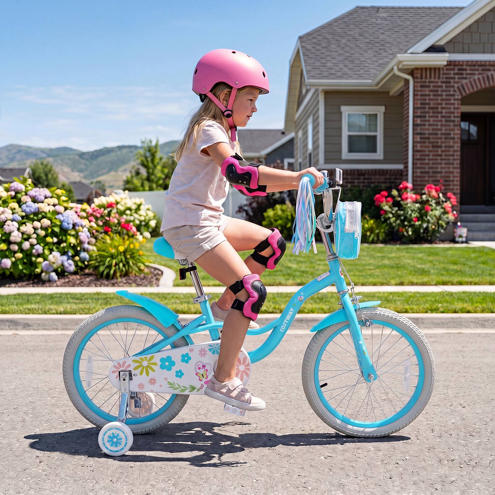 Alt View 1. Costway - Costway 18" Girls Bike with Front Bag Streamers Children Training Bicycle for 4-8 Years Old - Blue.
