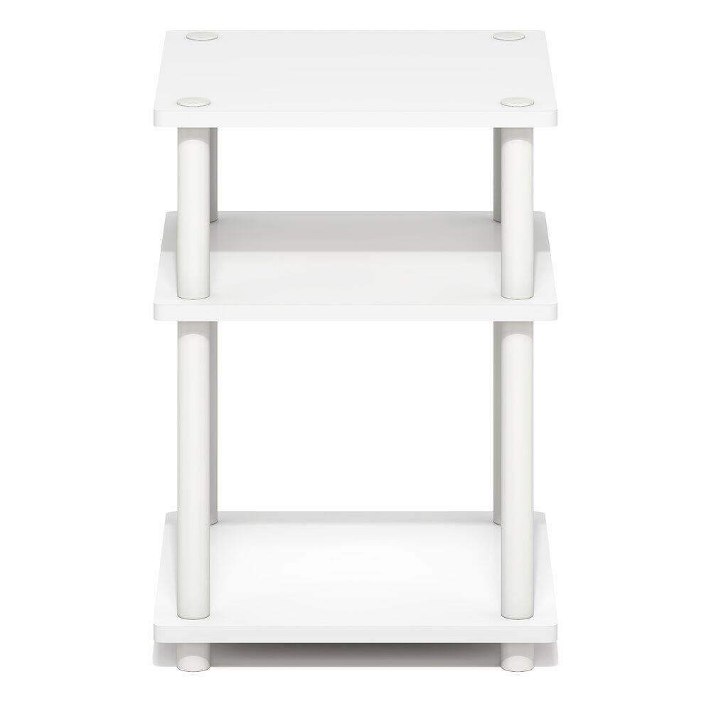 Left. Furinno - TURN-N-TUBE Easy Assembly Side Table, Square End Table, Toolless Open Shelves Nightstand, Night Stand, Bedside Table - White/White.
