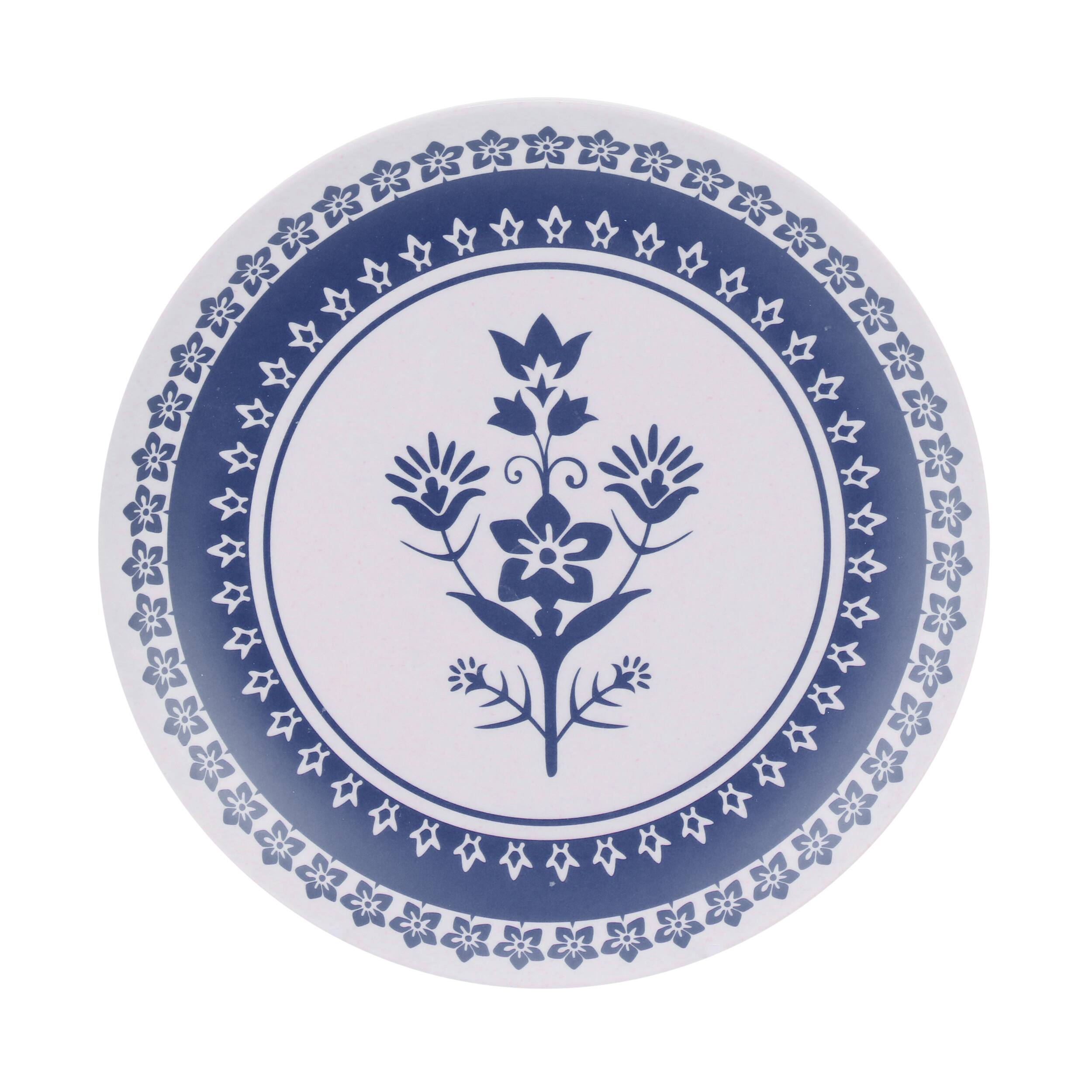 Alt View 4. Martha Stewart - Martha Stewart 12 Piece Round Bamboo Fiber Dinnerware Set in Blue - Blue.