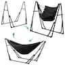 Ainfox - Foldable Hammock with Stand, 2-in-1 Hammock Swing Chair for Outdoor Patio, Portable Heavy Duty with Carrying Bag - Black