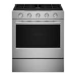 KitchenAid - 30 in. Wide 5 burners 5.0 cu. ft. Smart Slide-in Gas Range with Convection Cooking Modes and 2-in-1 Burner - PrintShield Stainless Finish
