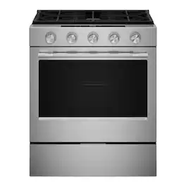 KitchenAid - 30 in. Wide 5 burners 5.0 cu. ft. Smart Slide-in Gas Range with Convection Cooking Modes and 2-in-1 Burner - PrintShield Stainless Finish
