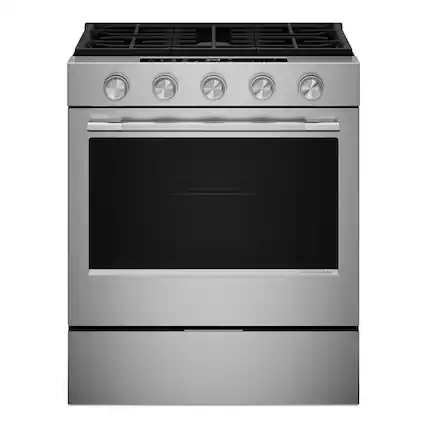 KitchenAid - 30 in. Wide 5 burners 5.0 cu. ft. Smart Slide-in Gas Range with Convection Cooking Modes and 2-in-1 Burner - PrintShield Stainless Finish