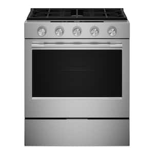KitchenAid - 30 in. Wide 5 burners 5.0 cu. ft. Smart Slide-in Gas Range with Convection Cooking Modes and 2-in-1 Burner - PrintShield Stainless Finish
