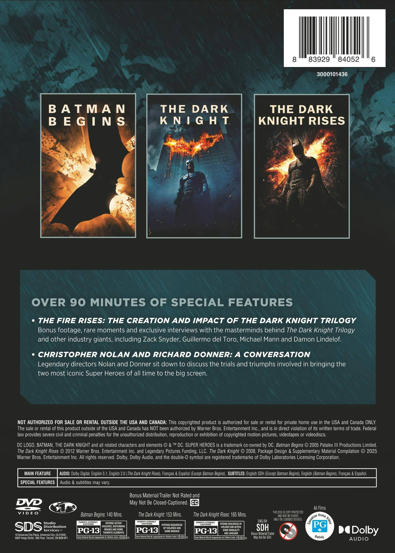 Back. The Dark Knight Trilogy   - DVD.