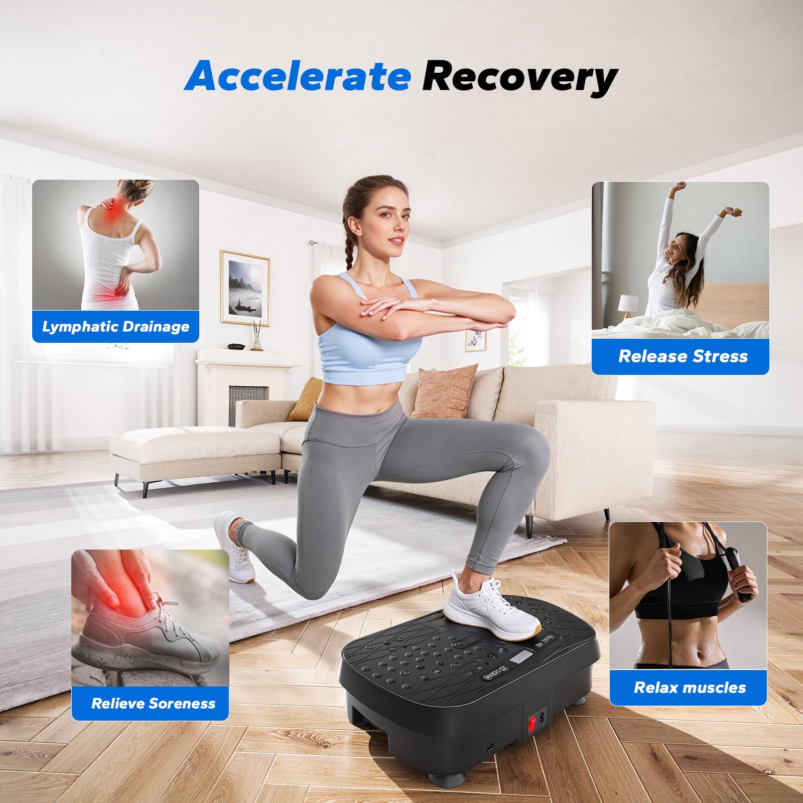 Accelerate Recovery  
- Lymphatic Drainage  
- Release Stress  
- Relieve Soreness  
- Relax muscles