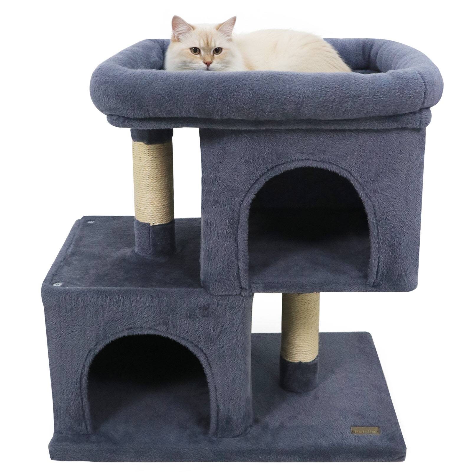 Alt View 9. Gymax - Gymax 25.5'' Cat Tree w/2 Large Condo Padded Top Perch Sisal Scratching Posts for Cats Grey.