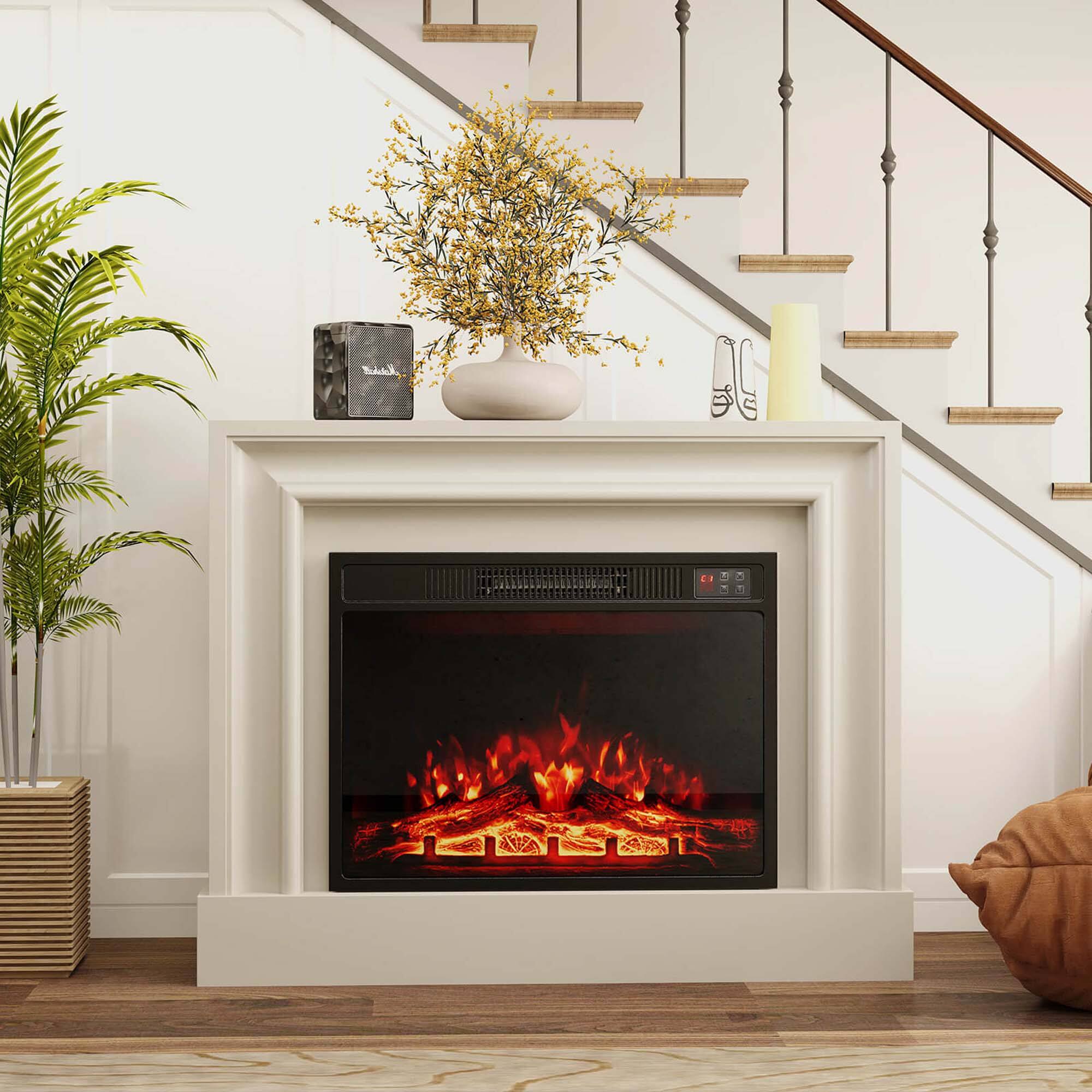 Alt View 1. Costway - Costway 23" Electric Fireplace Insert with Remote Control Adjustable Flame Color Brightness - Black.
