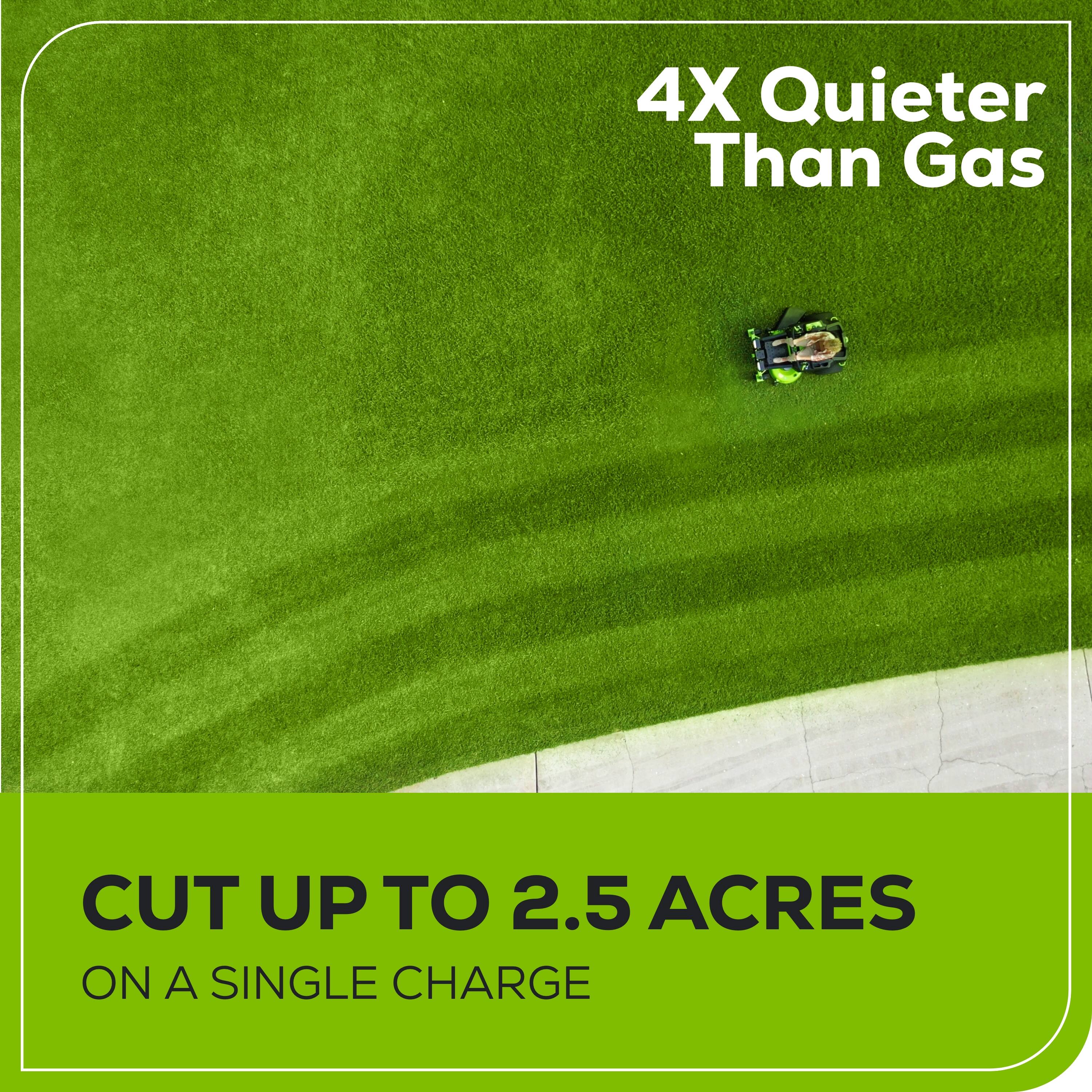 4X Quieter Than Gas  
CUT UP TO 2.5 ACRES ON A SINGLE CHARGE