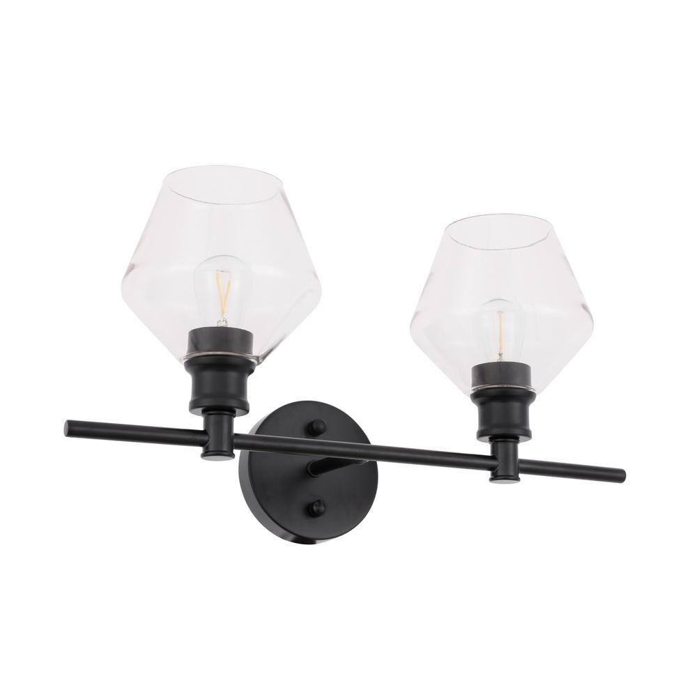 Alt View 5. Living District - Gene 2 light Black and Clear glass Wall sconce - Black And Clear Glass.